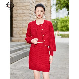 新款 短裙套装 复古长袖 吊带 20033TZ08627 毛衣开衫 固执秋季