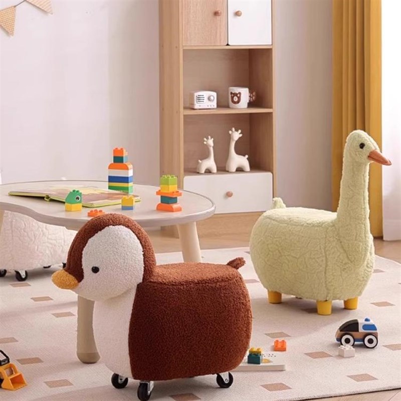 儿童卡通凳门口换鞋凳客厅茶几矮凳网红卡通软包小板凳沙发垫脚凳