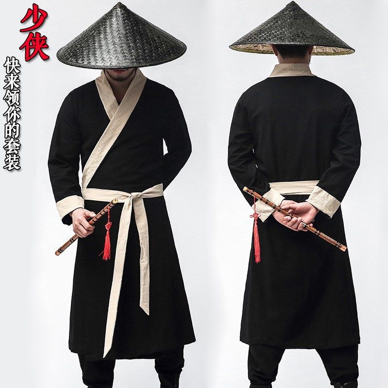 古装男侠客演出服长款居士服长衫古风唐装青年秦汉宋武侠影视汉服,男装,汉服,淘宝优惠券,粉丝福利购,淘宝优惠卷