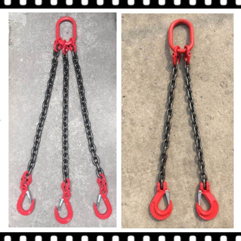 锰钢起重链条吊索具双2腿四4腿挂钩行车模具吊钩铁链1米2M3t5吨10