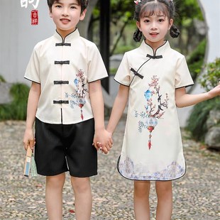 六一儿童民国风演出服合唱服女童旗袍中国风汉新中式男童表演服夏