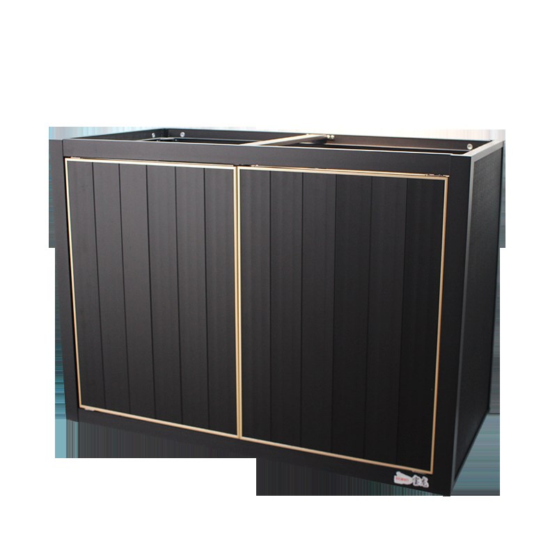 鱼缸铝合金底柜水龟缸底座乌龟缸柜子磨砂哑黑金边