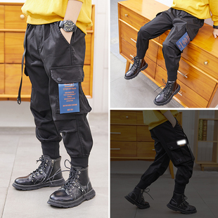 女童工装裤子2021年黑色儿童秋冬款加绒棉裤洋气休闲裤中大童长裤