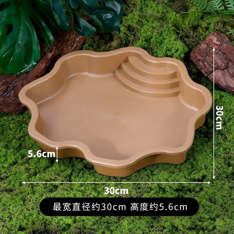 乌龟喂水盆食盆塑料半水龟陆龟爬宠物超大泡澡盆蜥蜴黄缘龟饮水盘