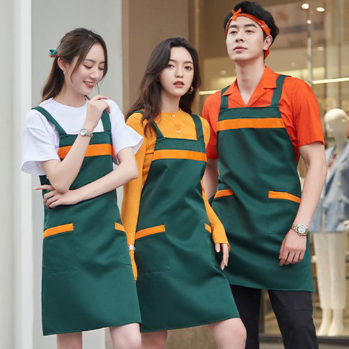 围裙定制LOGO印字水果超市奶茶火锅饭店男家用厨房服务员工作服女