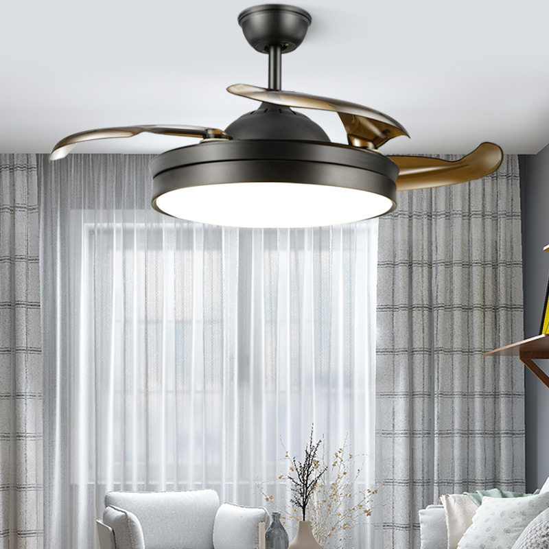 北欧隐形扇餐厅吊扇灯 客厅智能风扇吊灯 带灯扇一体吸顶黑色电扇,家装灯饰光源,客厅吊灯,淘宝优惠券,粉丝福利购,淘宝优惠卷