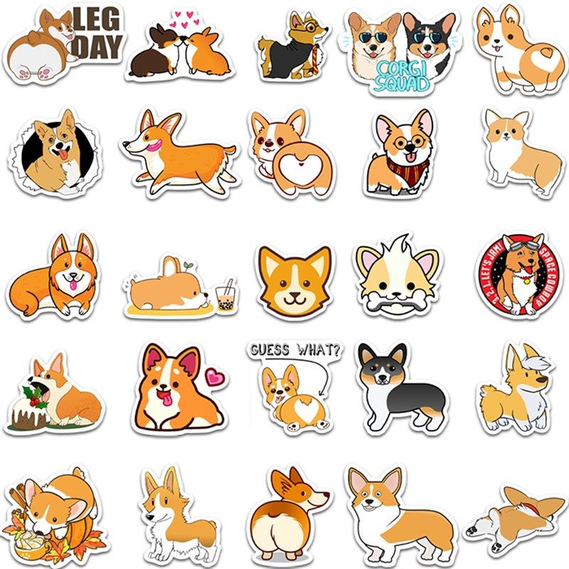 50张超可爱萌宠柯基贴纸水杯行李箱拉杆箱笔记本吉他防水贴纸,文具电教/文化用品/商务用品,贴纸/立体贴纸,淘宝优惠券,粉丝福利购,淘宝优惠卷