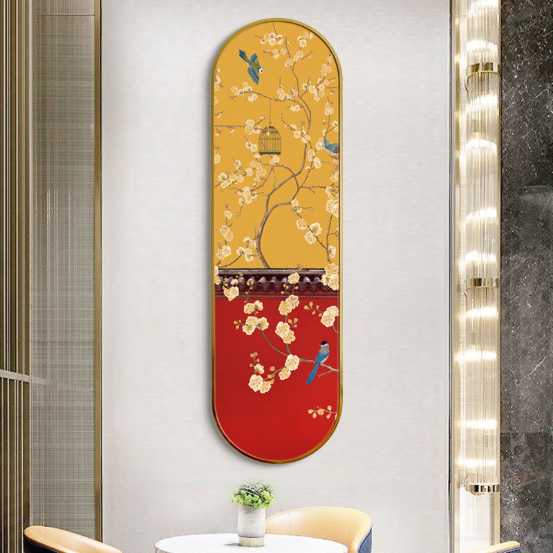水墨宣言新中式入户玄关挂画竖版花鸟吉祥装饰画国风喜上眉梢壁画