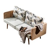 日式 实木藤编沙发民宿客厅双人三人藤椅样板间设计师轻奢创意家具