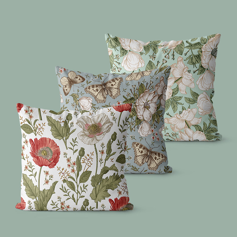 美式田园绒布双面抱枕沙发客厅复古靠背垫床头办公椅腰靠垫不含芯