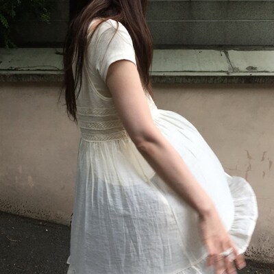 七月见习生 蕾丝雪纺背心连衣裙 少女感学院休闲宽松无袖短裙