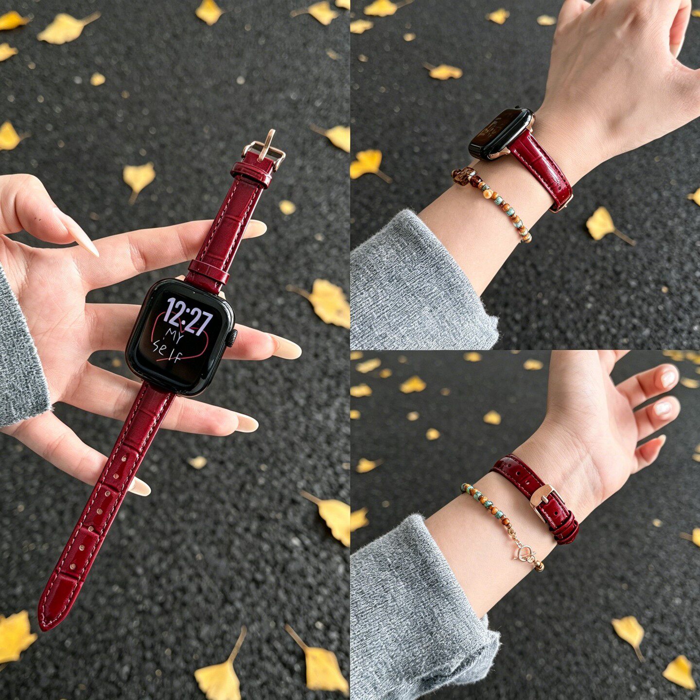 适用苹果iwatchS11手表带亮面竹节纹细款小米手环10pro红米watch6