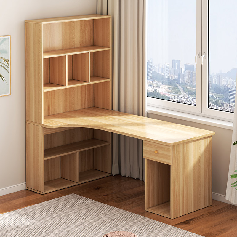 电脑台式桌转角书桌书架书柜一体桌子简约家用卧室学生学习写字桌