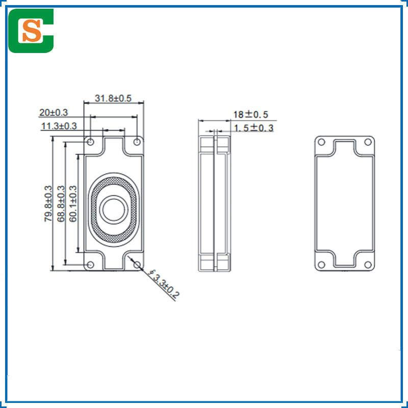矩形胶壳腔体喇叭 31*80MM4欧环保带安装孔 多媒体设备语音扬声器