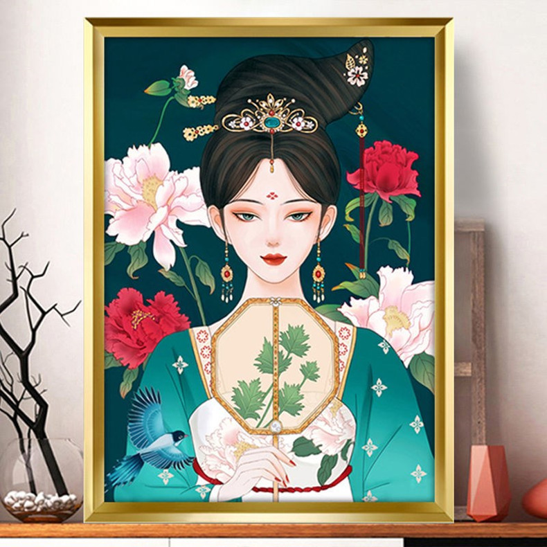 青衣花禅古风美女十字绣自己绣2021新款线绣客厅国潮花旦人物满绣