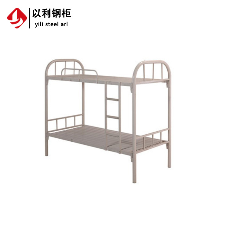 50管灰白龙骨大弯床 上下铺双层员工宿舍铁架床 工地学校学生床