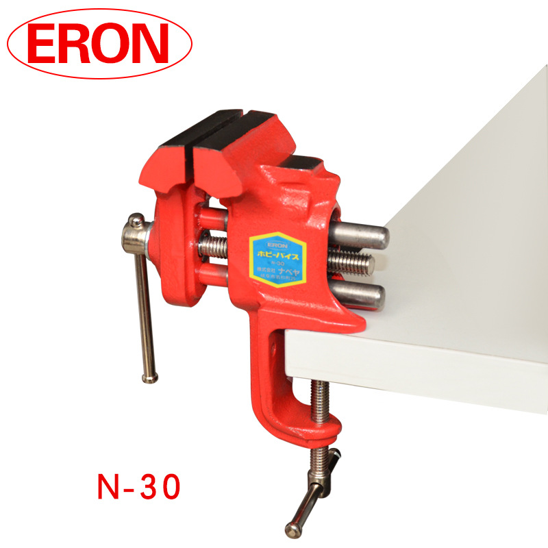 日本进口ERON桌钳小台钳迷你工作台家用夹钳小型夹具桌钳精密平口