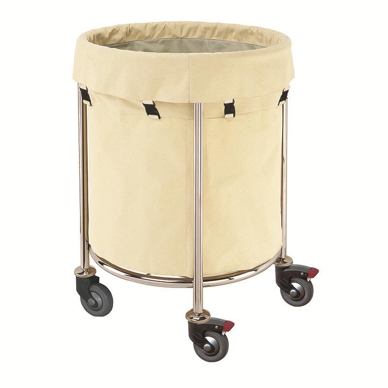 C-63酒店洗衣店公寓大号圆形不锈钢框架黄色布袋布草车脏衣车