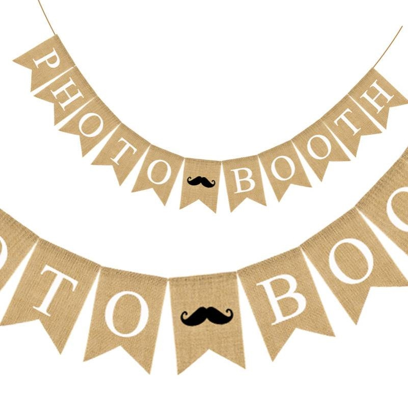 厂家 派对装饰鱼尾旗串旗拉花拍照道具PHOTO BOOTH麻布燕尾拉旗