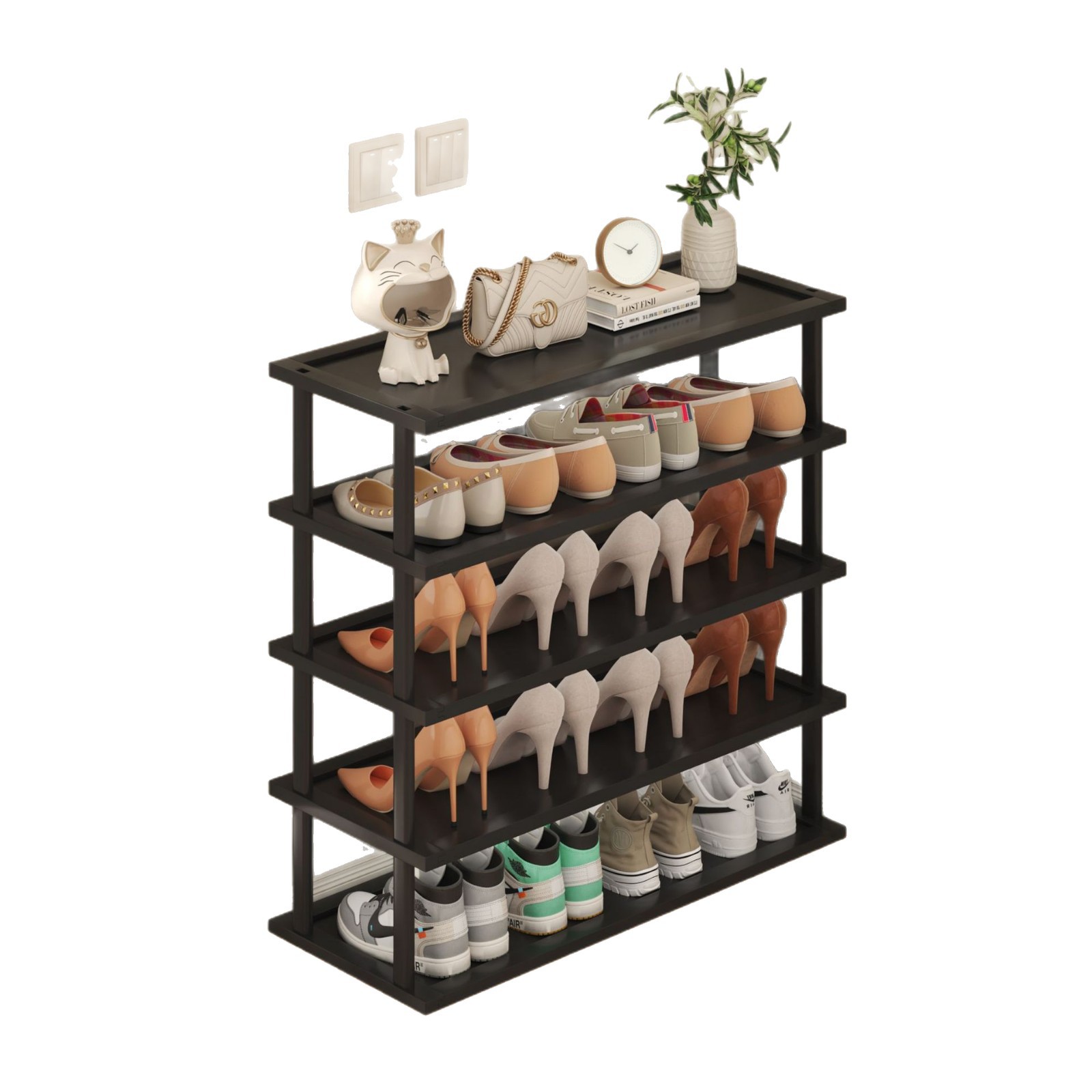 简易鞋架多层省空间家用门口入户窄小型竹鞋柜拼装组合鞋子展示架