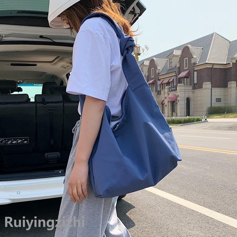 春夏新款女士托特包慵懒风尼龙韩版斜挎包女百搭大容量时尚肩包