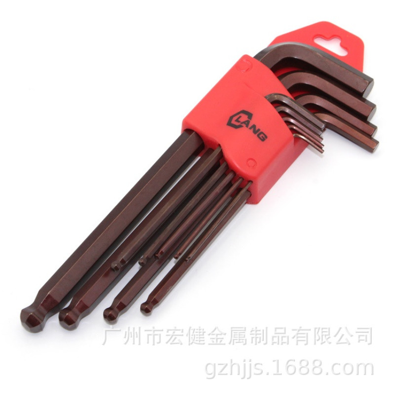 高端9件古铜色组套内六角扳手手动工具工厂直销多功能耐用铬钼钢