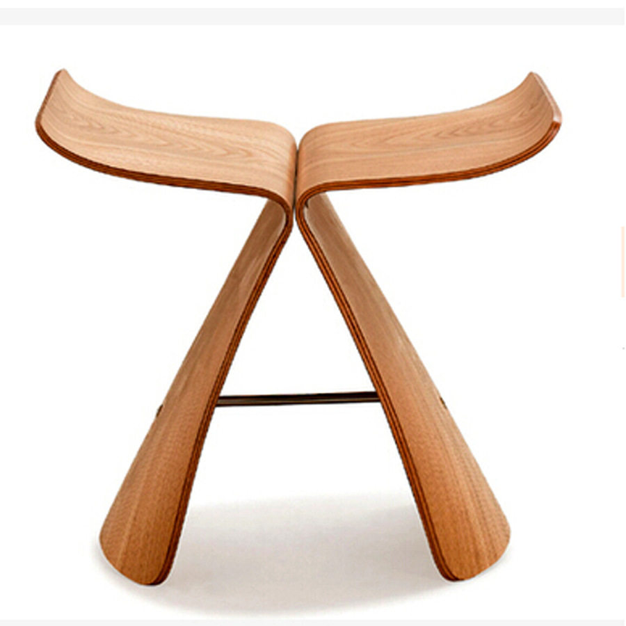 曲木蝴蝶凳 蝶泳椅 水曲柳胡桃木矮脚凳 古筝凳子 换鞋休息凳创意