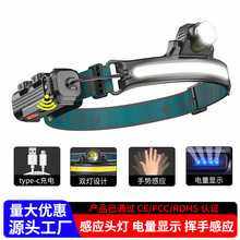 亚马逊USB充电防水双光源夜跑步骑行头戴灯户外登山野露营感应头