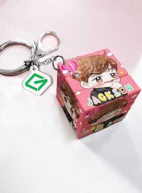创意书包挂饰卡通Q版可爱配饰GOT7迷你魔方挂件钥匙扣亚克力挂件