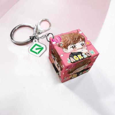 创意书包挂饰卡通Q版可爱配饰GOT7迷你魔方挂件钥匙扣亚克力挂件