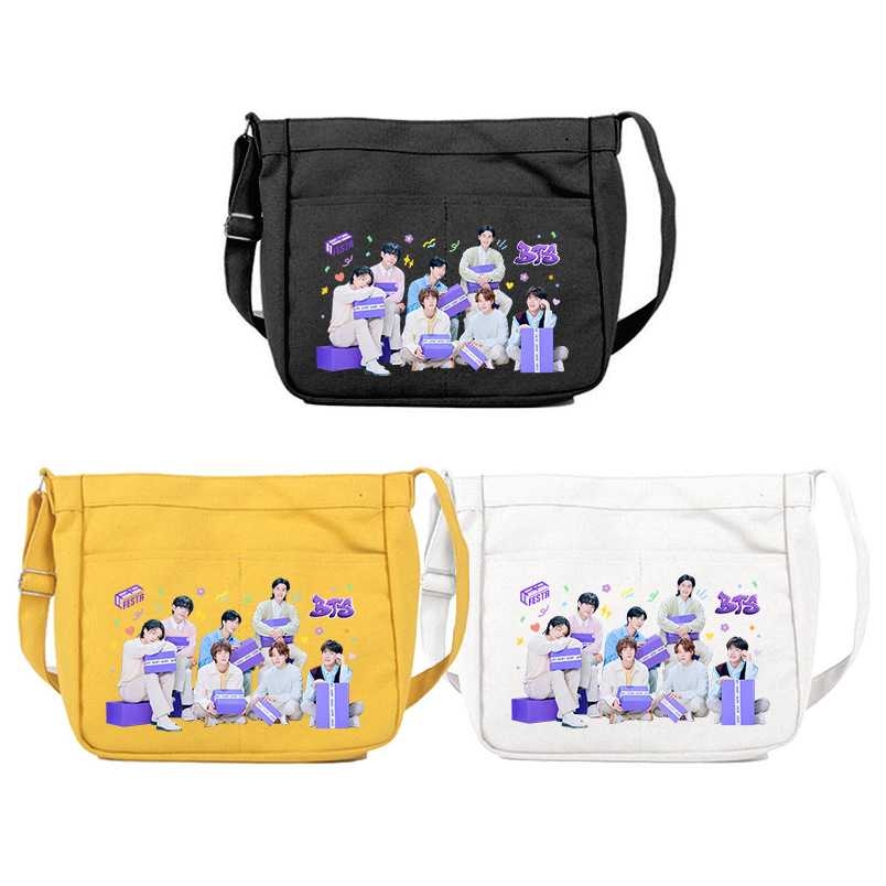 新款斜挎帆布包明星周边DIY单肩包男女生拉链帆布包防弹BL GIDLE