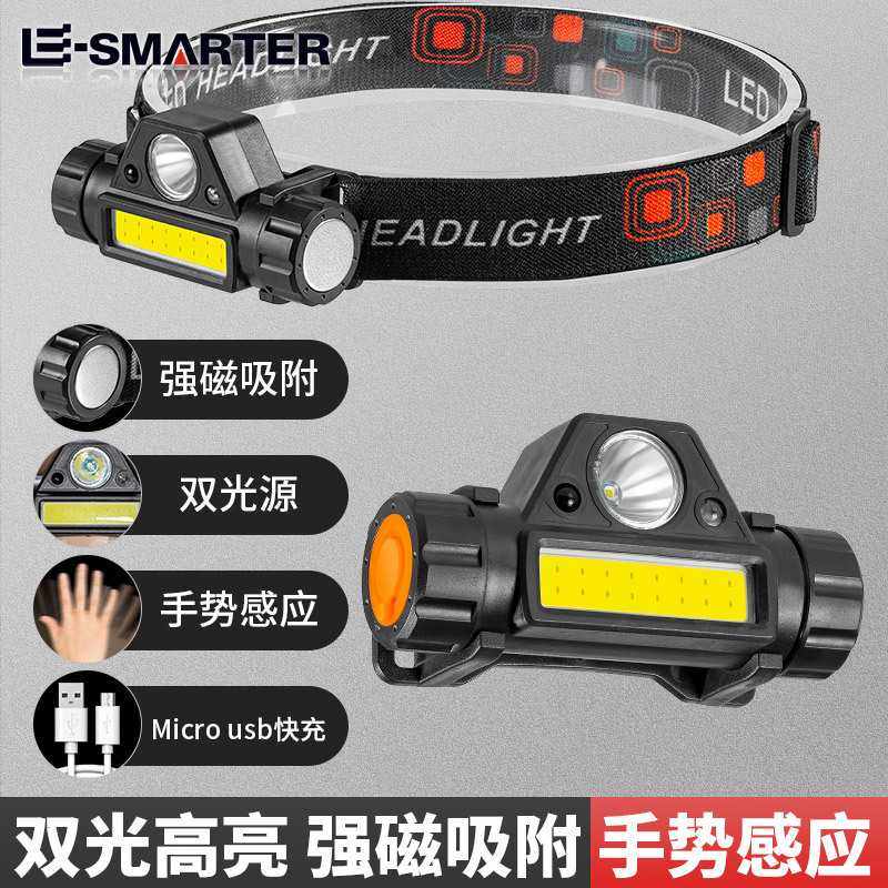 新款LED双用强光头灯 带磁铁内置锂电池USB充电迷你工作灯,居家日用,照明电筒,淘宝优惠券,粉丝福利购,淘宝优惠卷