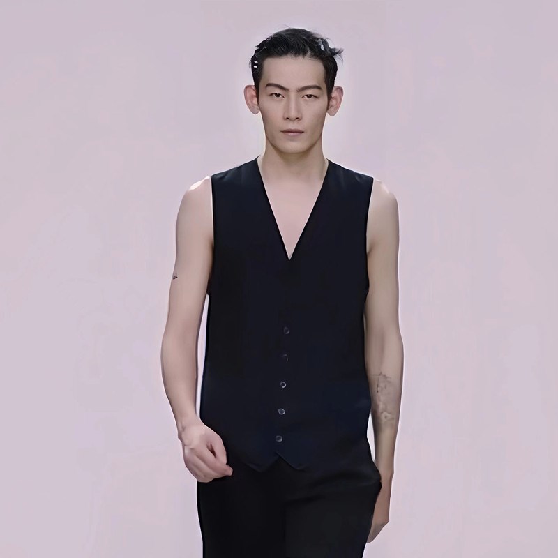 夏季薄款中国f风单层休闲棉黑色马甲男背心外穿内搭潮痞帅坎肩背