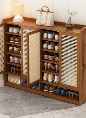 鞋架子家用门口i收纳神器省空间置物架实木多层带门防尘经济型鞋