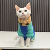 牵引外出四脚衣加绒加厚任发财德文猫无毛猫衣服Y斯芬克斯猫