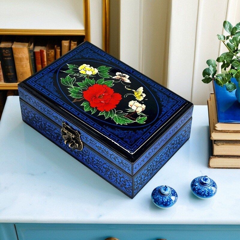 平遥推光漆器首饰盒结婚礼物木质中国风梳妆盒中S式古高档复古带