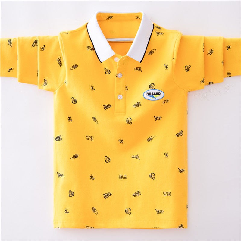 男童长袖T恤2g024春秋新款儿童翻领纯棉POLO衫男孩中大童春装上衣