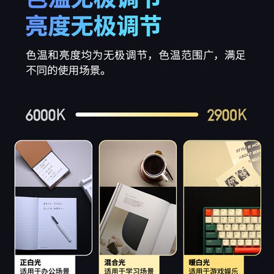 LYMAX电竞曲面屏幕挂灯电脑显示器补光灯M办公学习护眼灯智能台灯