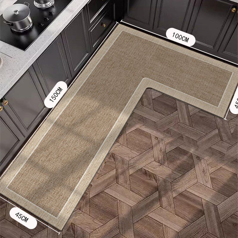 硅藻泥厨房地垫专用L形防滑防油地毯免洗可擦P长条耐脏吸水脚垫子