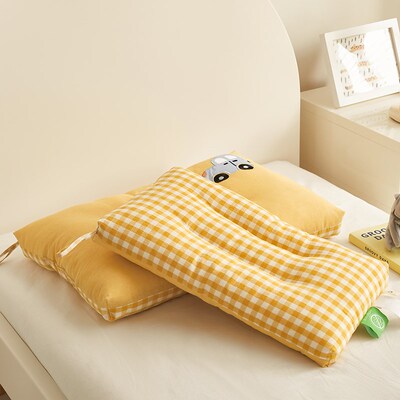 全棉32s水洗棉绣花儿s童枕芯卡通贴布绣定型低枕幼儿园宿舍枕头