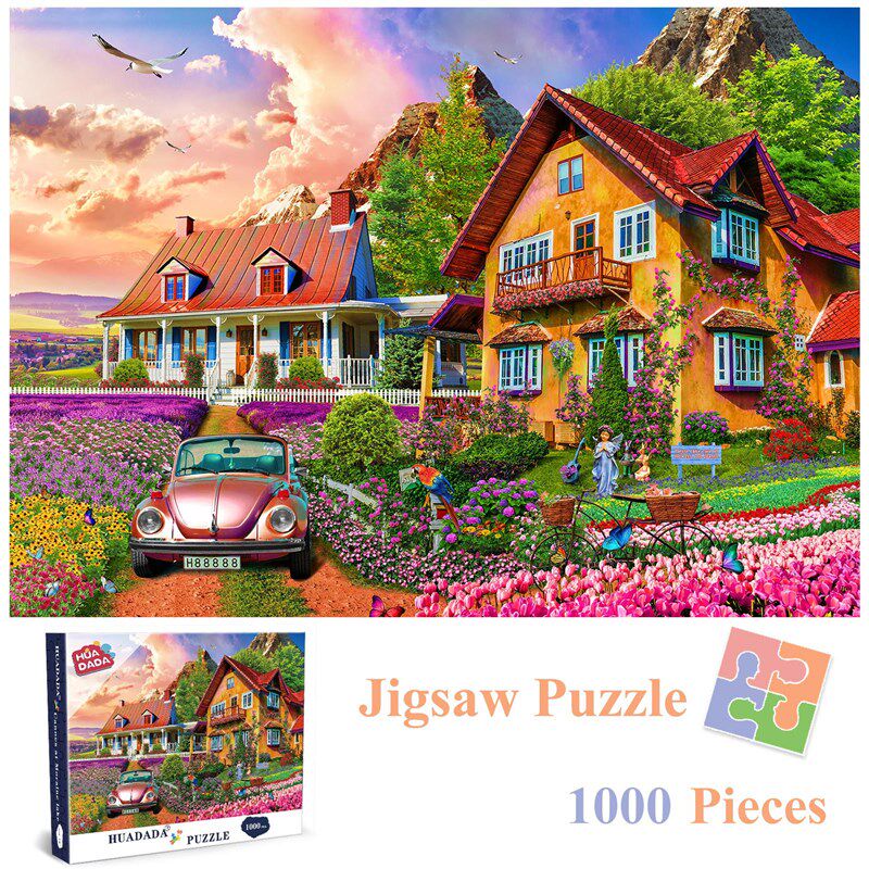 拼图1000片大型风o景插画裱框白色地狱超难成年人减压儿童益智玩