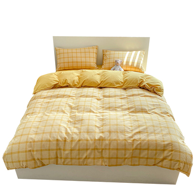 全棉水洗棉被套单件纯棉180cmx220cm黄色学生单人被罩150Vx200x23