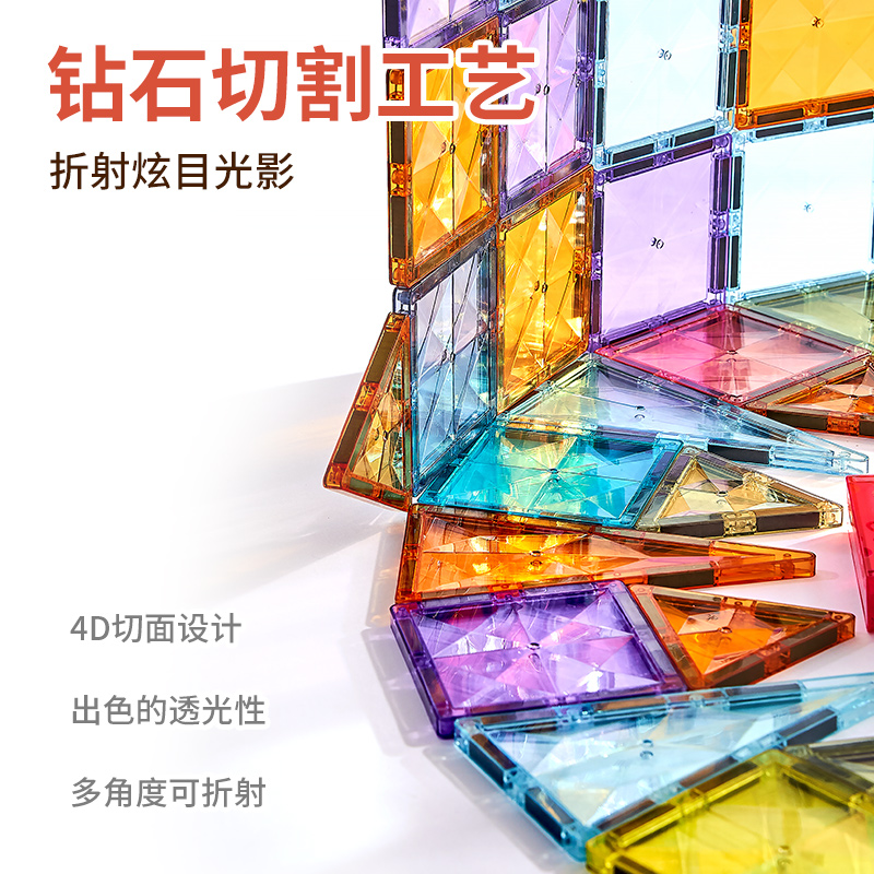 4D彩窗磁力片强磁儿童p益智动脑2到5岁拼装玩具男孩女礼物拼图积
