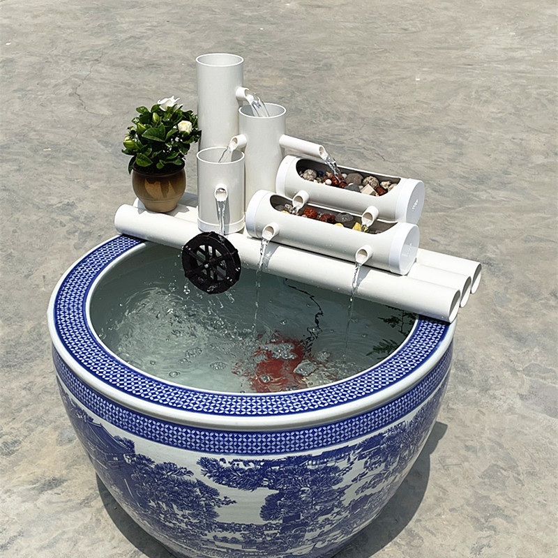 小鱼缸三合一低水位过滤器水循环C家用静音加氧流水器陶瓷鱼缸过