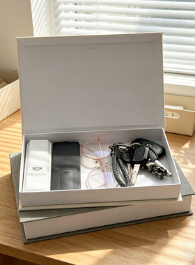 日式原色亚麻假书摆件电视柜玄关高端软装工艺品磁吸开合道具书