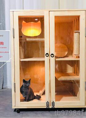 正品豪华木大猫笼巨型实猫别家宠物大猫墅窝封闭猫舍玻璃公寓