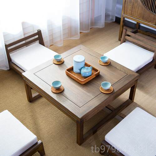 正品寻匠榆木方桌榻榻米小飘窗桌茶几实日木矮子老简约式炕桌和室