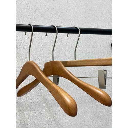 正品实衣架服装店专用防滑无痕榉木木衣撑质裤夹胡桃色木防掉高档