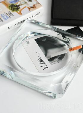 正品晶玻制璃烟灰缸办公家用大号客厅创意潮流水精品式礼品欧定LO