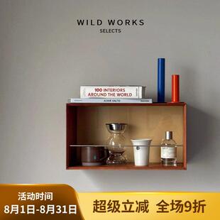 野作玛利欧壁挂上墙置物架中古实木收纳墙上玻璃展示架现代简约